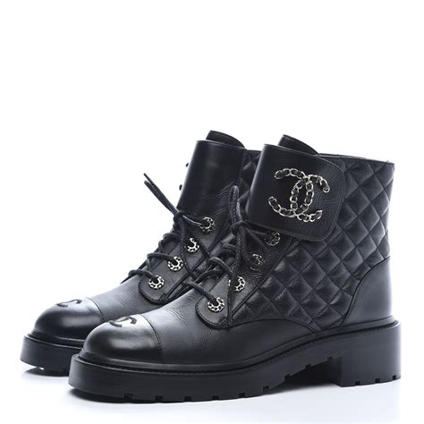 chanel black boots 2018|chanel quilted combat boots.